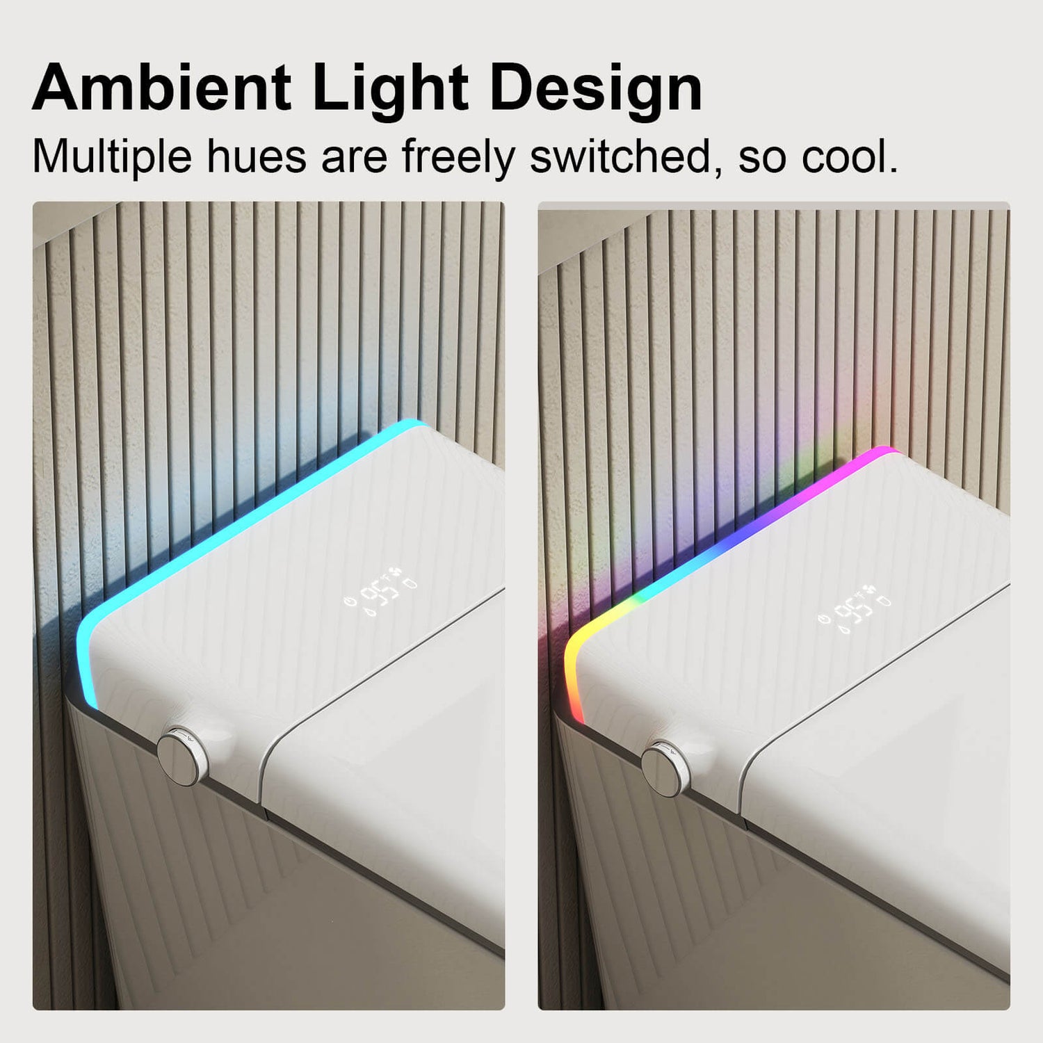 Modern silent flushing smart toilet LED description