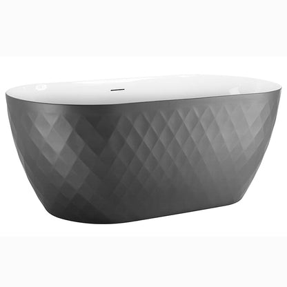 Mokleba 59&quot; Unique Design Oval Acrylic Bathtub Freestanding Soaking Tub