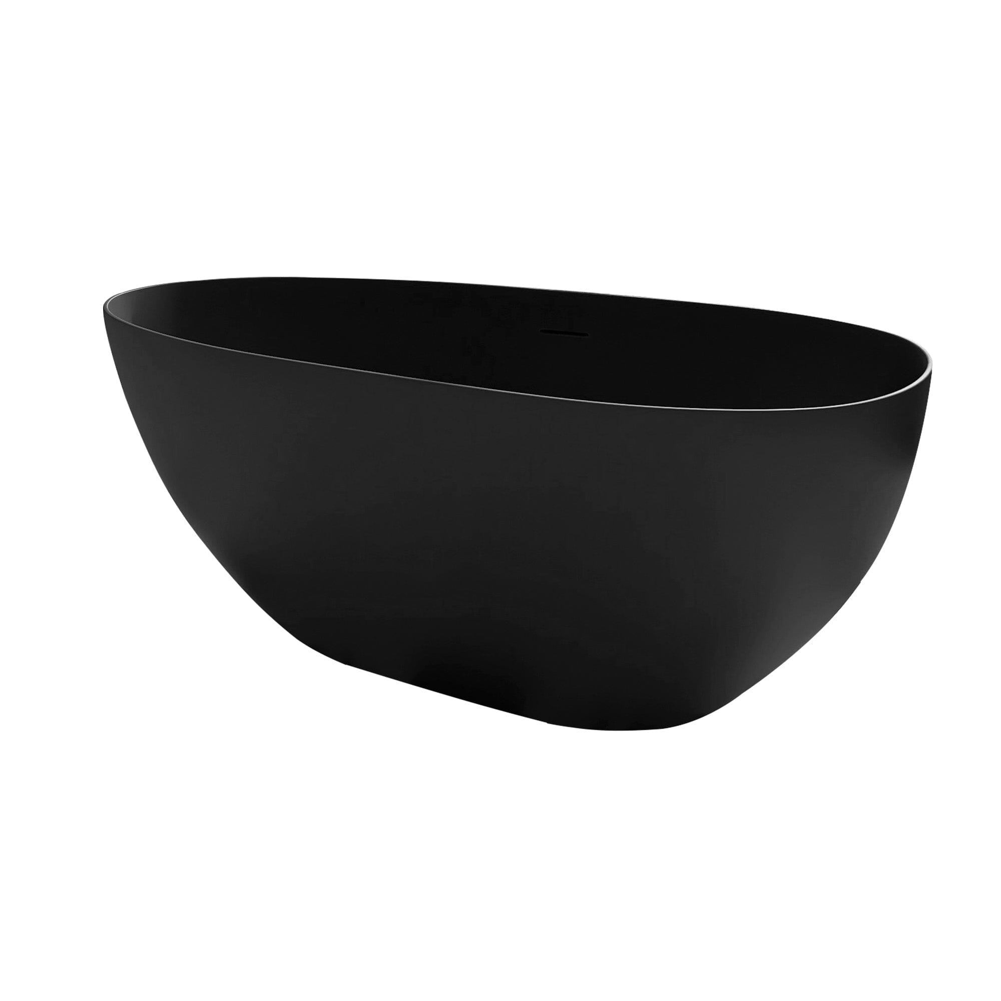 59&quot;/67&quot; Black Bathtub Egg Shaped Solid Surface freestanding Soaking Tub