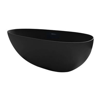 59&quot;/67&quot; Black Bathtub Egg Shaped Solid Surface freestanding Soaking Tub