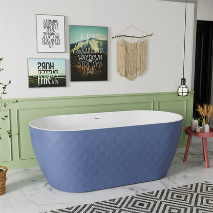 Mokleba 59&quot; Unique Design Oval Acrylic Bathtub Freestanding Soaking Tub