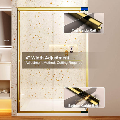 44"-48" x 72" Gebürstete goldgerahmte doppelte Schiebeduschtür
