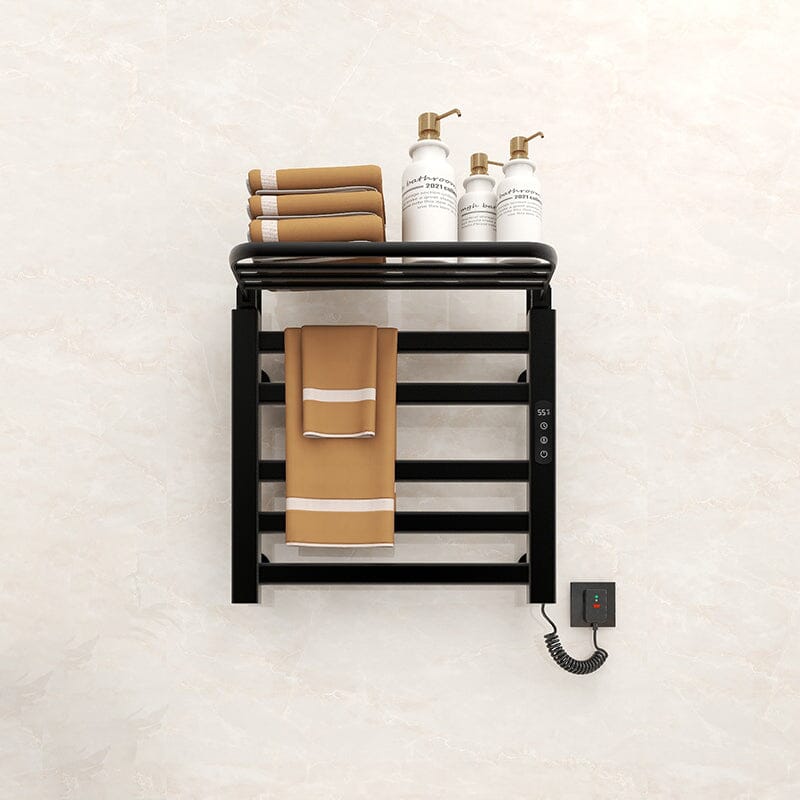 Bathroom Wall Mounted Smart Heated Towel Rack with Top Shelf