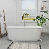 67'' Rectangular Acrylic Soaking Bathtub with Rounded Corners and Freestanding Design