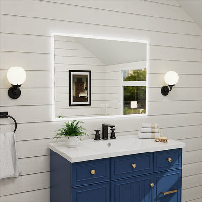 GIVING TREE LED Light Bathroom Mirror Rounded Rectangle Frameless Anti Fog