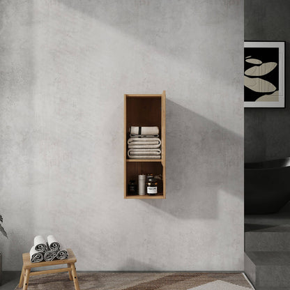 12-inch White Oak Bathroom Wall Cabinet with Soft Close Door and Open Shelf