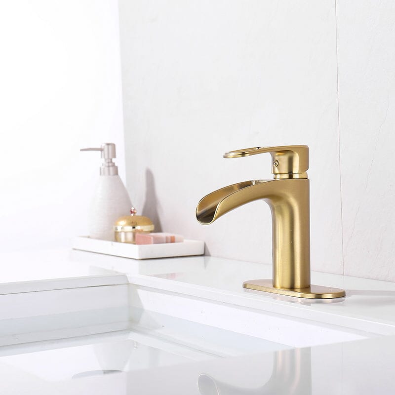 Waterfall Single Hole Single-Handle Bathroom Sink Faucet with Pop-up Drain Assembly