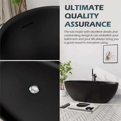Modern oval freestanding soaking tub drain hole detail