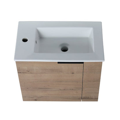 22 Inch Small Bathroom Vanity Cabinet with Sink Float Mounting Design, Soft Close Door