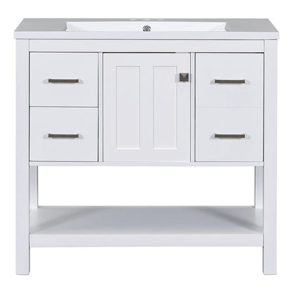 36-Inch Freestanding Drawer Bathroom Vanity with Resin Sink and USB Charging