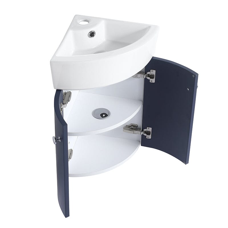 13'' Small Wall Mounted Corner Bathroom Vanity with Ceramic Sink