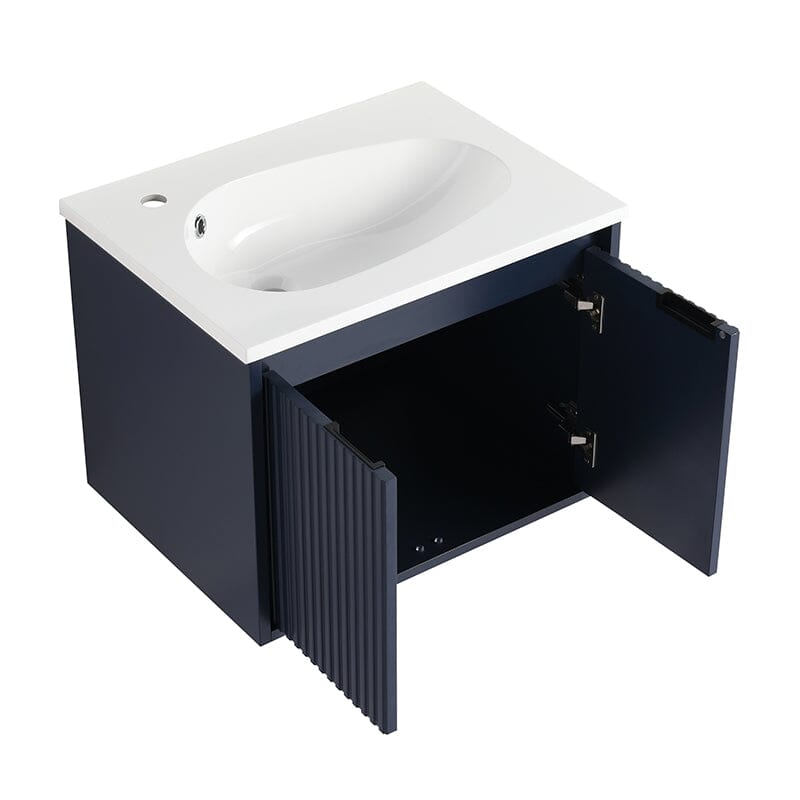 24&quot; Floating Small Bathroom Vanity with Drop-Shaped Resin Sink
