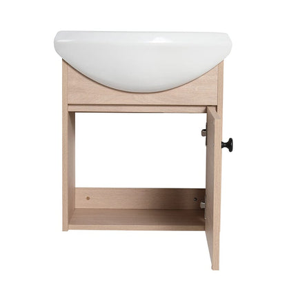 18 Inch Small Size Bathroom Vanity With Ceramic Sink, Wall Mounting Design