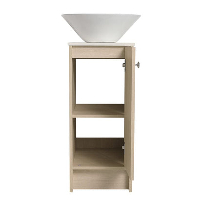 16-inch Freestanding Bathroom Vanity Round Sink With Soft-close Doors And Shelves