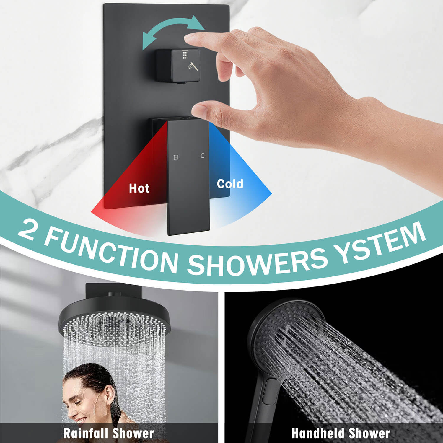 12 inch Round Wall-Mounted Shower System with 2 function shower system