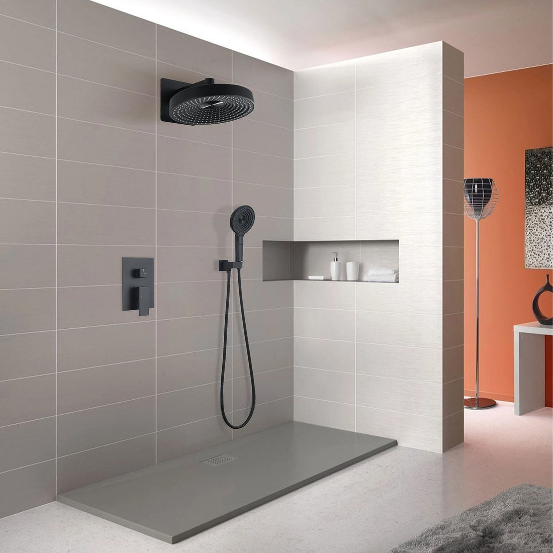 12 inch Round Wall-Mounted Shower System with Handheld Shower