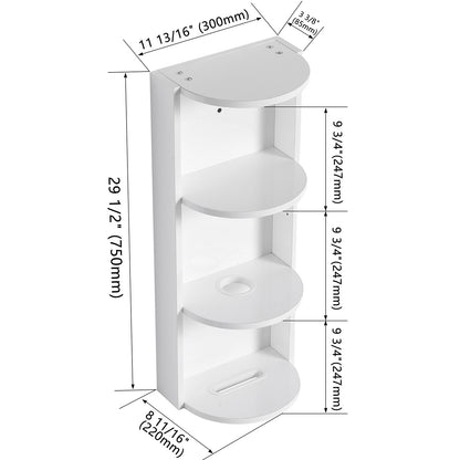 12 inch White 3-Tier Open Wall Cabinet-size