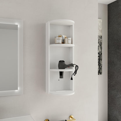 12 inch White 3-Tier Open Wall Cabinet for Bathroom