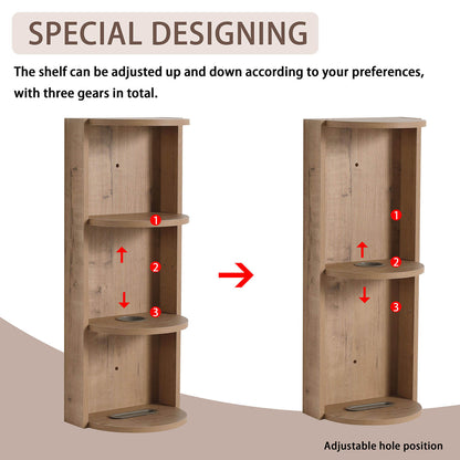 12 inch White Oak 3-Tier Open Wall Cabinet for Bathroom-special design