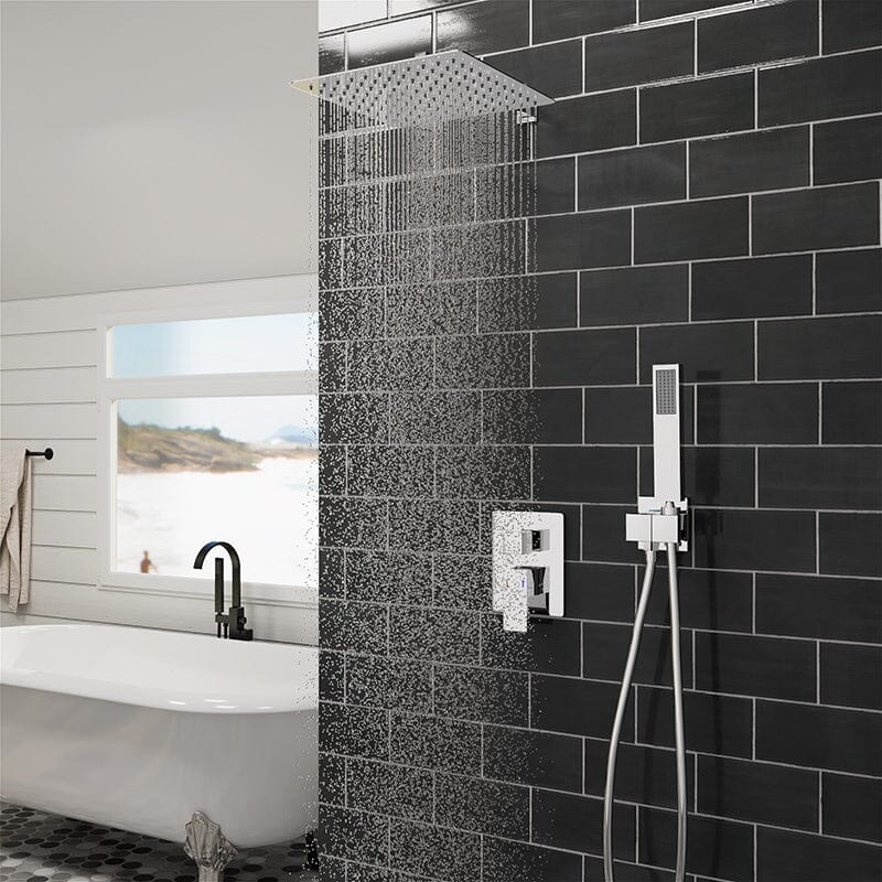 Giving Tree 12&quot; Wall Mount Square Shower Systems with Head Shower &amp; Hand Shower Combo Set
