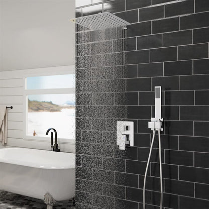 Giving Tree 12&quot; Wall Mount Square Shower Systems with Head Shower &amp; Hand Shower Combo Set