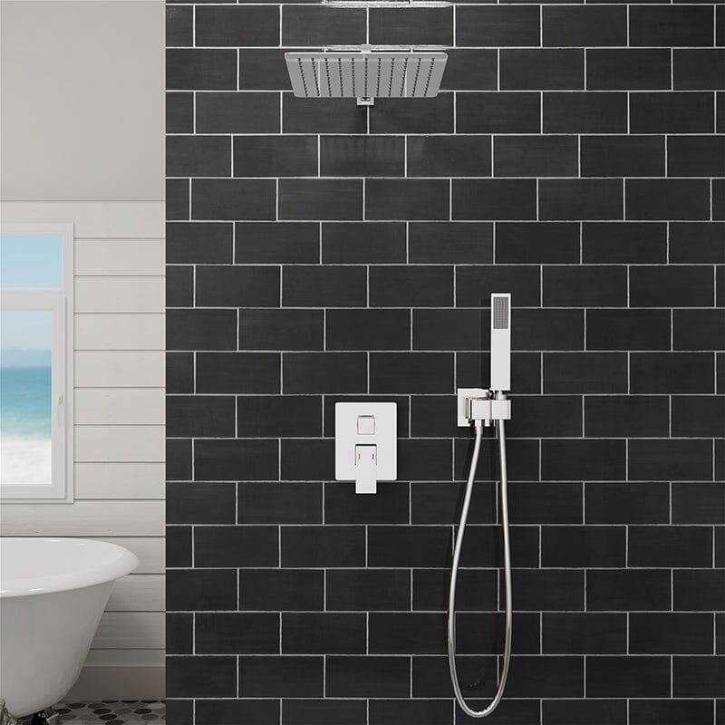 Giving Tree 12&quot; Wall Mount Square Shower Systems with Head Shower &amp; Hand Shower Combo Set