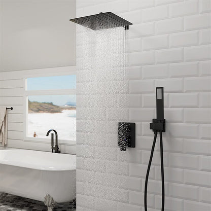 Giving Tree 12&quot; Wall Mount Square Shower Systems with Head Shower &amp; Hand Shower Combo Set