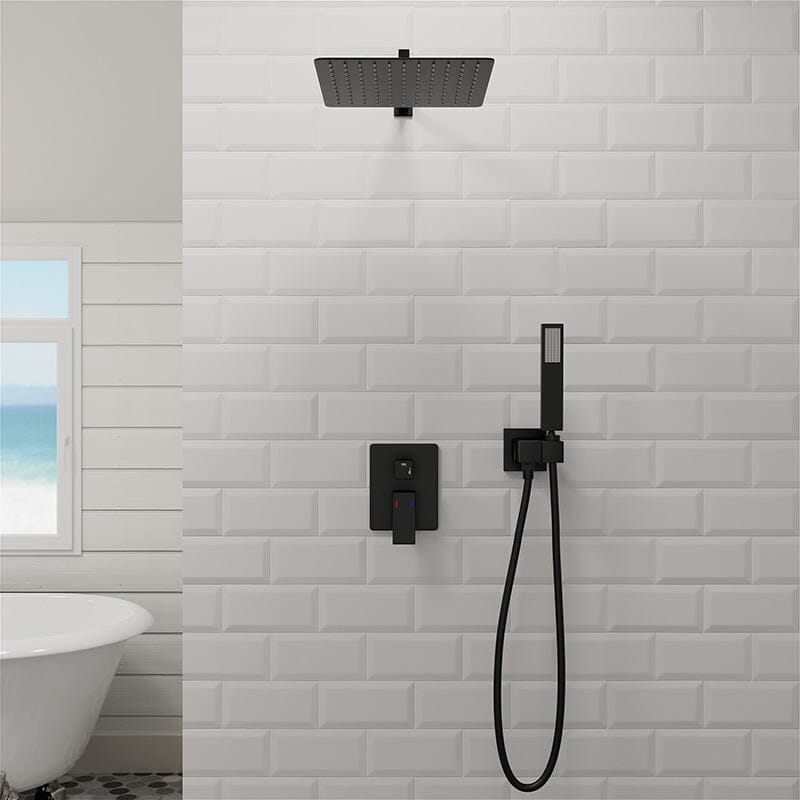 Giving Tree 12&quot; Wall Mount Square Shower Systems with Head Shower &amp; Hand Shower Combo Set