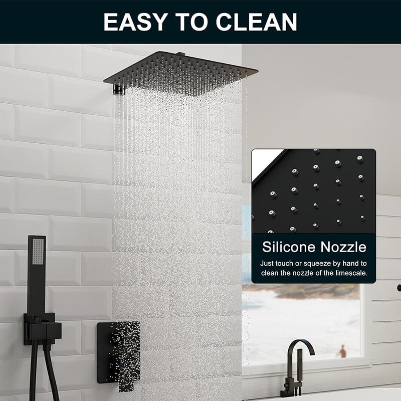 Giving Tree 12&quot; Wall Mount Square Shower Systems with Head Shower &amp; Hand Shower Combo Set