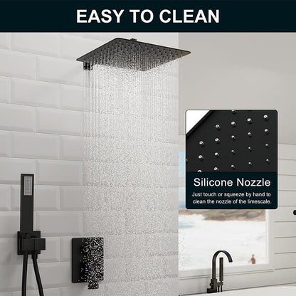 Giving Tree 12&quot; Wall Mount Square Shower Systems with Head Shower &amp; Hand Shower Combo Set
