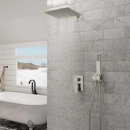 Giving Tree 12&quot; Wall Mount Square Shower Systems with Head Shower &amp; Hand Shower Combo Set