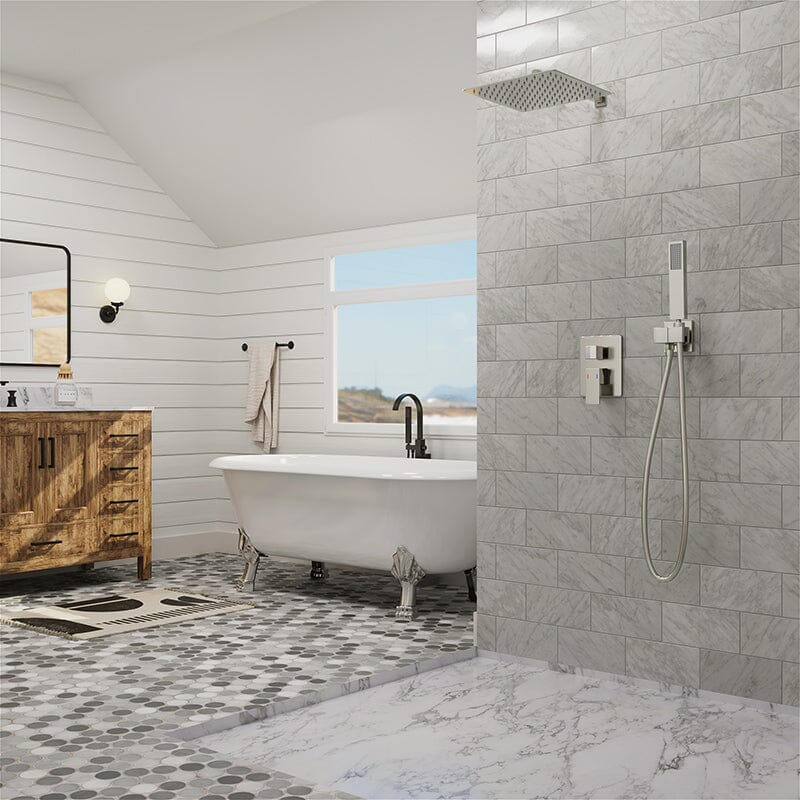 Giving Tree 12&quot; Wall Mount Square Shower Systems with Head Shower &amp; Hand Shower Combo Set