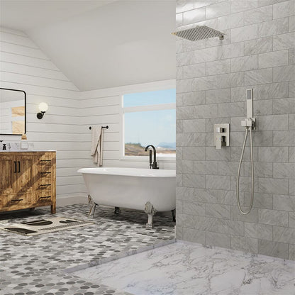 Giving Tree 12&quot; Wall Mount Square Shower Systems with Head Shower &amp; Hand Shower Combo Set