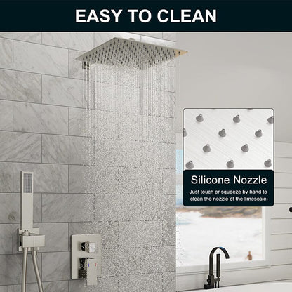 Giving Tree 12&quot; Wall Mount Square Shower Systems with Head Shower &amp; Hand Shower Combo Set
