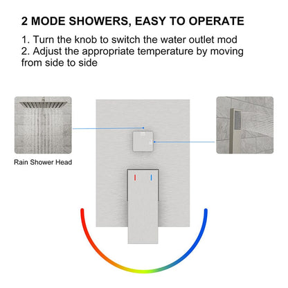 Giving Tree 12&quot; Wall Mount Square Shower Systems with Head Shower &amp; Hand Shower Combo Set