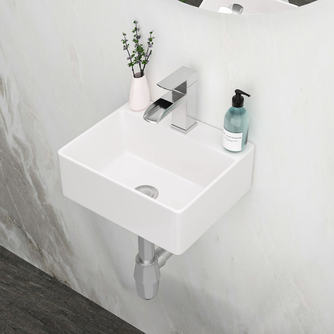 13 in x 11 in Wall Mounted Rectangular Ceramic Bathroom Sink