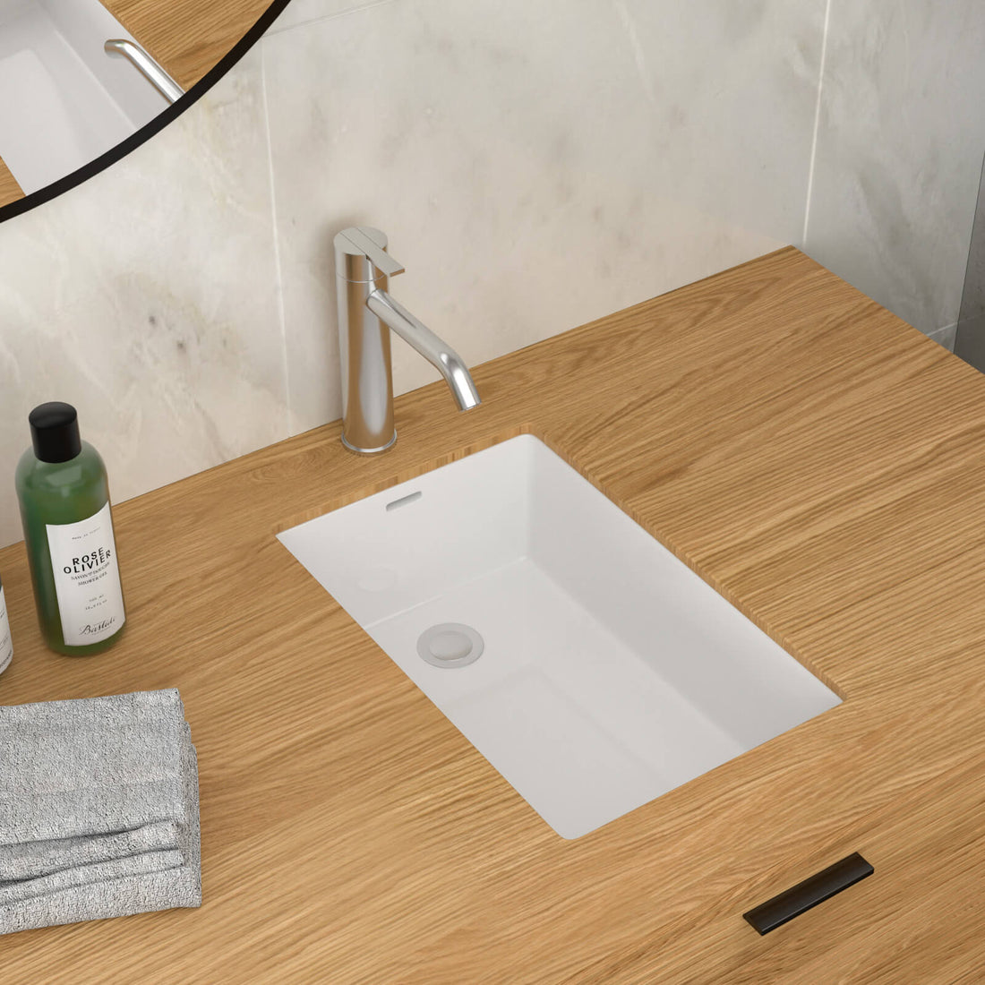 13 inch x 20 inch Undermount Ceramic Bathroom Sink with Overflow