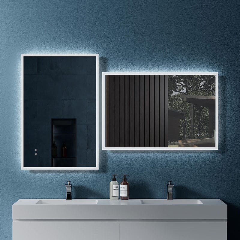 LED Light Bathroom Vanity Mirror Large Rectangular Frameless Anti Fog