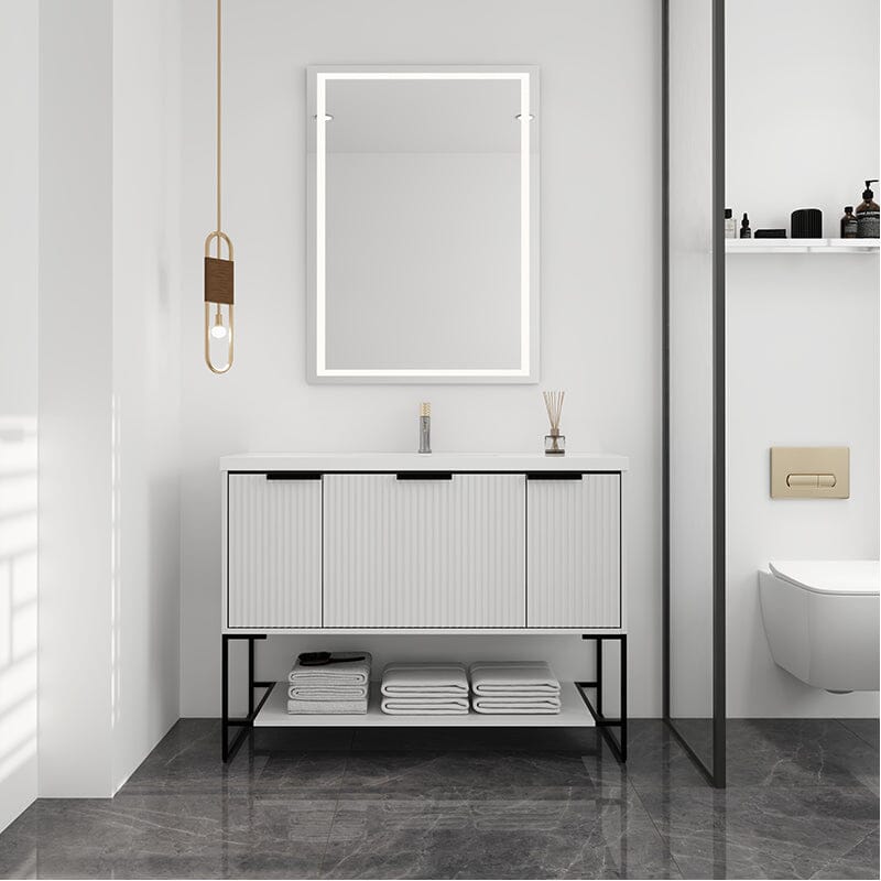 48 Inch Freestanding Bathroom Vanity with Stone Resin Basin, Large Storage Space