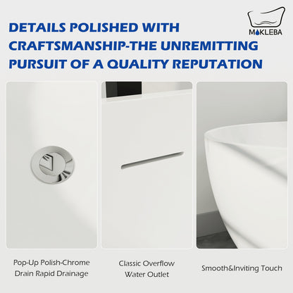 178x58 cm ovale Acryl-Badewanne freistehend