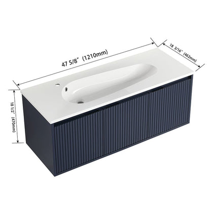 48&quot; Modern Design Floating Bathroom Vanity with Drop-Shaped Resin Sink