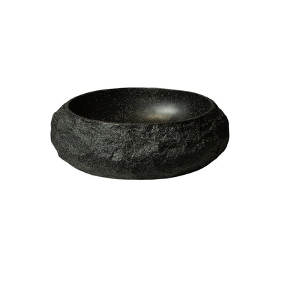 Dark Gray Stone Pattern Resin Vessel Bathroom Sink oval basin rock-like exterior dark gray stone pattern