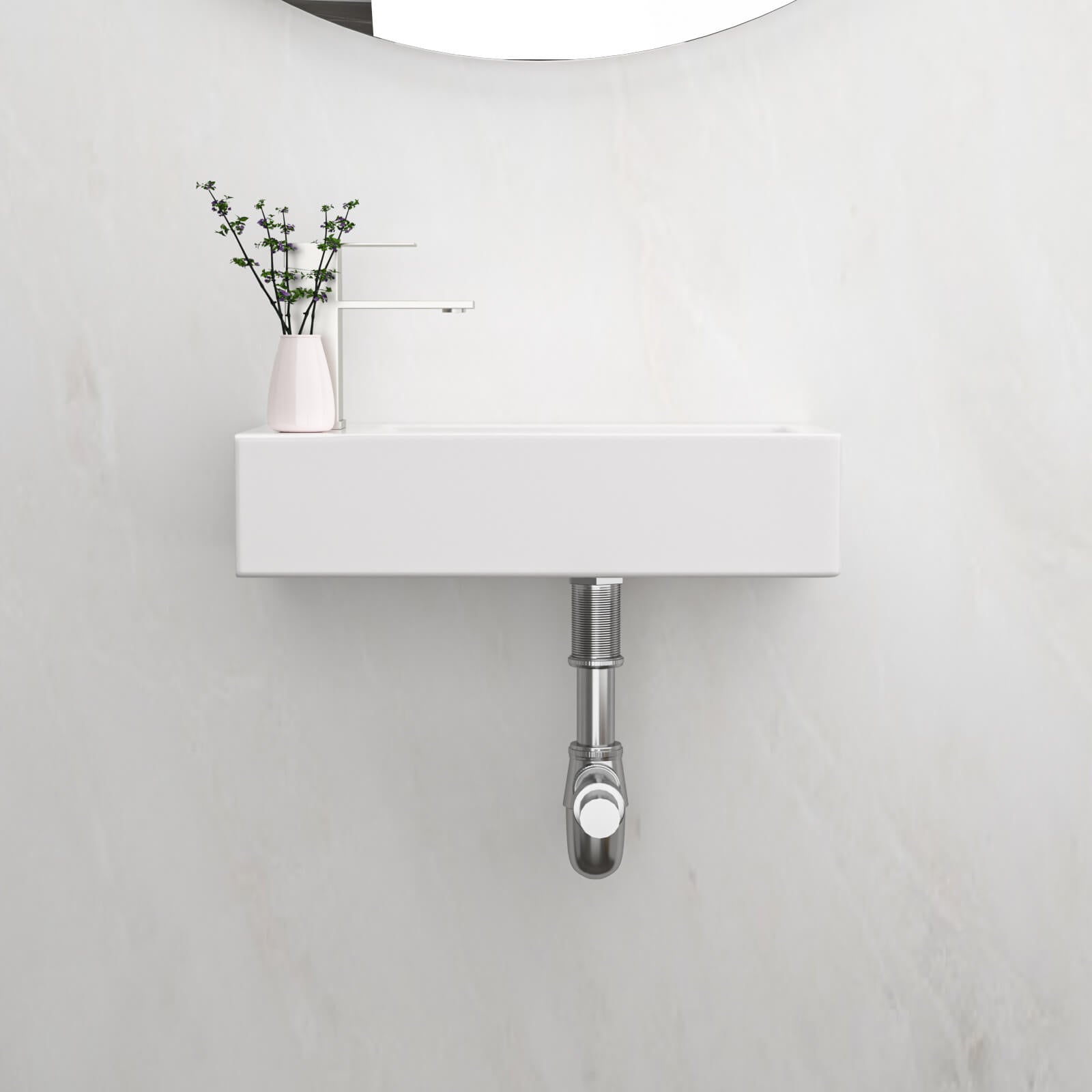 14 inch narrow ceramic bathroom sink with left faucet hole