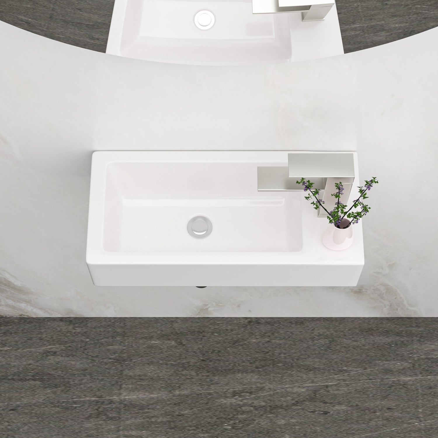 14 inch wall mounted bathroom sink with right faucet hole