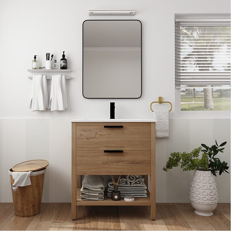 30-inch Freestanding Plywood Bathroom Vanity With Tops and 2 Drawers