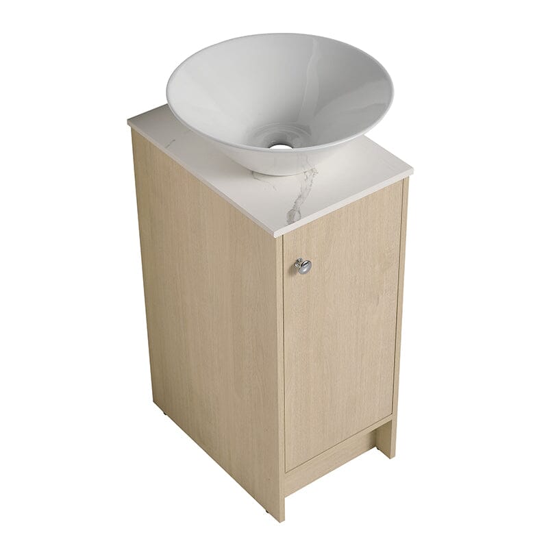 16-inch Freestanding Bathroom Vanity Round Sink With Soft-close Doors And Shelves