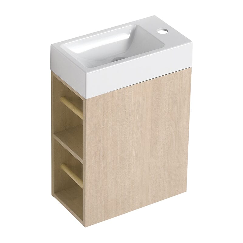 16 Inch Floating Small Bathroom Vanity with Single Hole Resin Sink and Soft Close