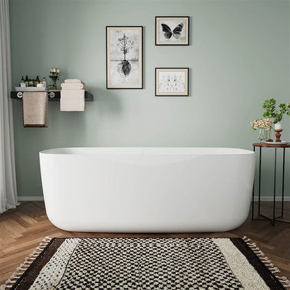 67&quot; Acrylic Rounded Rectangle Freestanding Soaking Bathtub Double Ended