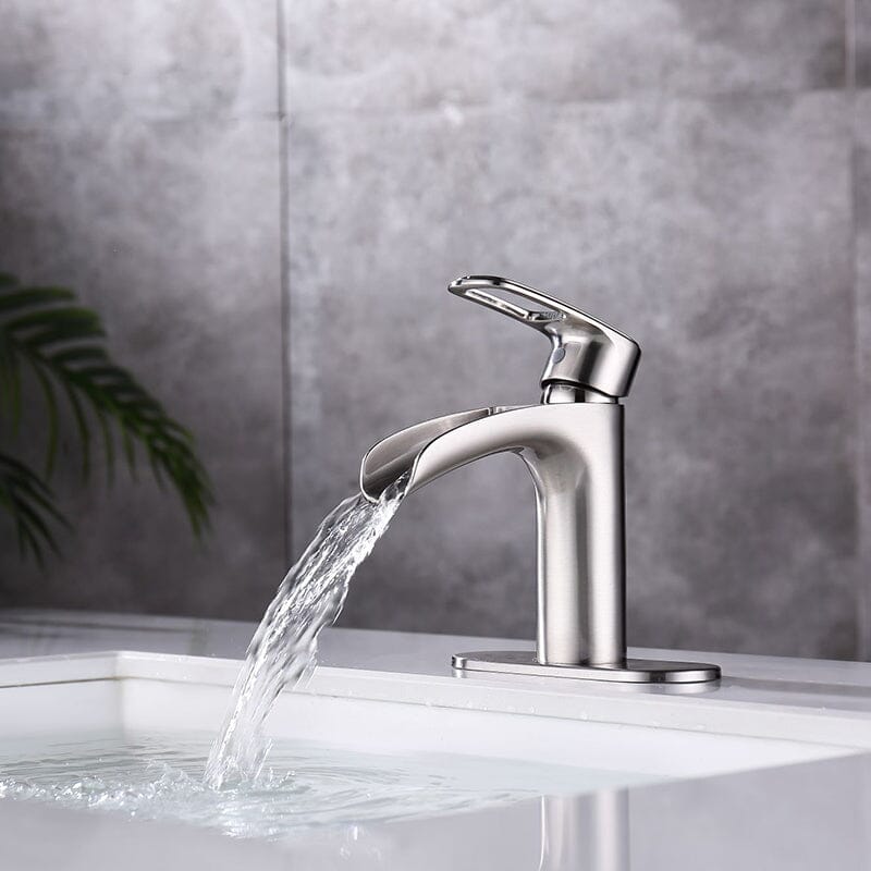 Waterfall Single Hole Single-Handle Bathroom Sink Faucet with Pop-up Drain Assembly