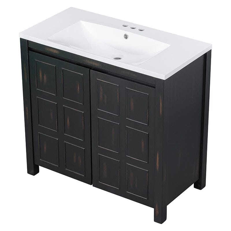 36-Inch Classical Freestanding Bathroom Vanity with Sink and Adjustable Shelf